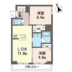 メーデン・コート 2LDKの間取図画像