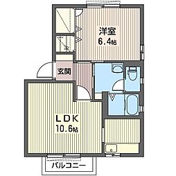 クレストタウンF 1LDKの間取図画像
