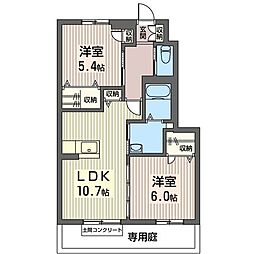 イールドロワ 2LDKの間取図画像