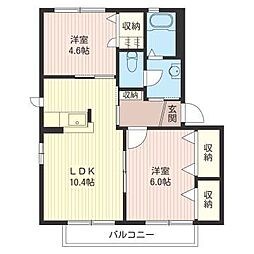 メゾン・ド・シャンテB 2LDKの間取図画像