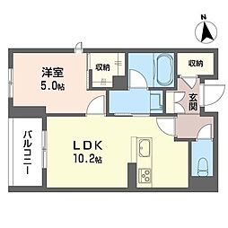 グランモード伝馬町 1LDKの間取図画像
