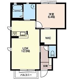 カーサソレアード2 1LDKの間取図画像