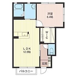 カーサソレアード2 1LDKの間取図画像