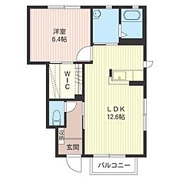 ルミエールB 1LDKの間取図画像