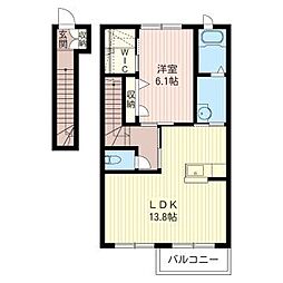 メゾンアルディD 1LDKの間取図画像