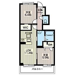 ピアチェーレB 2LDKの間取図画像