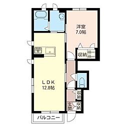 アトリエールA 1LDKの間取図画像