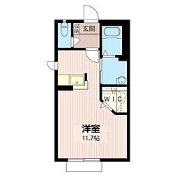 ユーエアロB ワンルームの間取図画像