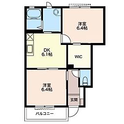 カーサ・アルコバレーノ 2DKの間取図画像