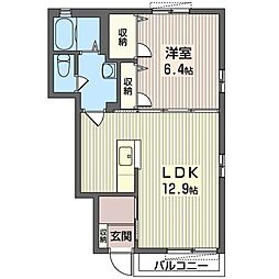 シャルマン1 1LDKの間取図画像