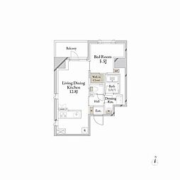 クレアシオンあら町 1LDKの間取図画像