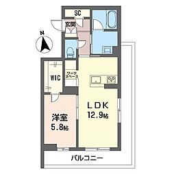 誉 1LDKの間取図画像