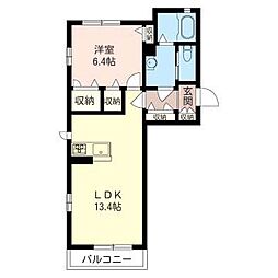 さんのこえだハイツ 2階1LDKの間取り