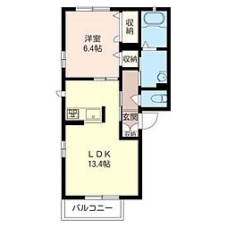ラウレアB 1LDKの間取図画像