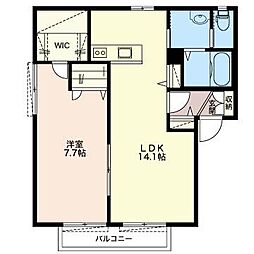 リベラルタウンE 1LDKの間取図画像