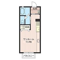 グランディールA ワンルームの間取図画像