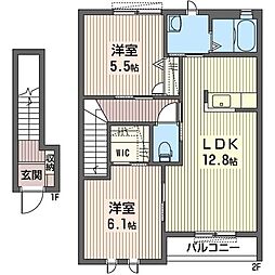ディアコートA 2LDKの間取図画像