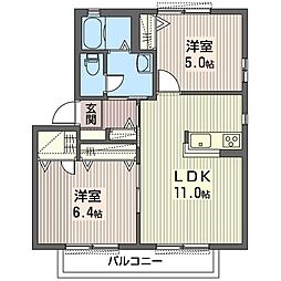 メビュース東城南G 2LDKの間取図画像