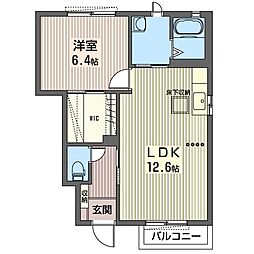 ディアコートB 1LDKの間取図画像