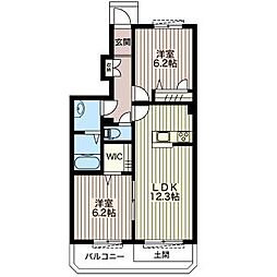 クレスティーク2 2LDKの間取図画像