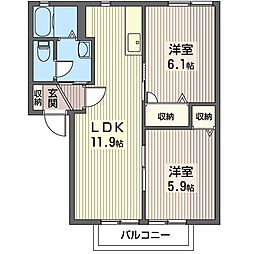 メビュース東城南B 2LDKの間取図画像