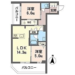 プリムローズ 2LDKの間取図画像