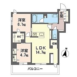 アルプ・フーベル 2LDKの間取図画像