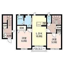 ローズ 2LDKの間取図画像