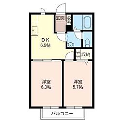エンゼルハイム2 2DKの間取図画像
