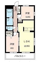 フェンテ南館 2LDKの間取図画像