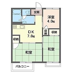 マロンハイムASUKA 3DKの間取図画像