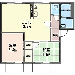 ハイム宮の越 2LDKの間取図画像
