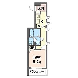 グリシーナ幸町 1Kの間取図画像
