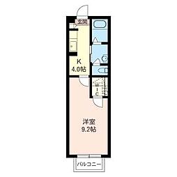 フォレストハイム 1Kの間取図画像