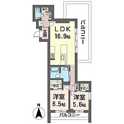 シャーメゾン ヴィータ 2LDKの間取図画像