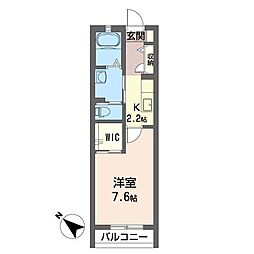 エルシオン京葉 2階1Kの間取り