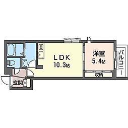 チムニー 1LDKの間取図画像