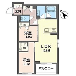 シャーメゾンマコト 2LDKの間取図画像