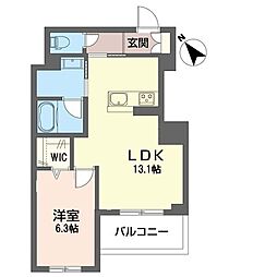 シャーメゾンマコト 1LDKの間取図画像