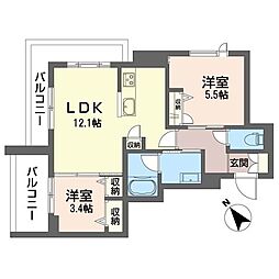 シャーメゾンマコト 2LDKの間取図画像