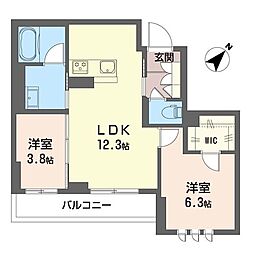 ラフィネII 2LDKの間取図画像
