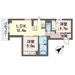 アリスティオ浦安 2LDKの間取図画像
