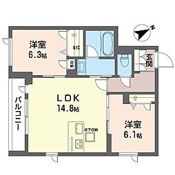 ハレレアレイ 2LDKの間取図画像