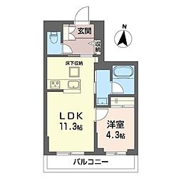 ヴェルソ 1LDKの間取図画像