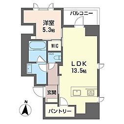 クレアシオンあら町 1LDKの間取図画像