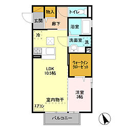 マリオーネ 1LDKの間取図画像