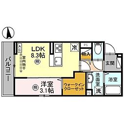 ミライハウス栄町 1LDKの間取図画像