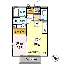 グレイス2 1LDKの間取図画像