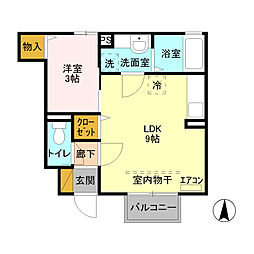 セレンディピティ・ヴィラS 1階1LDKの間取り