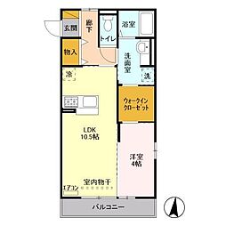 D'クレアーレ 1LDKの間取図画像